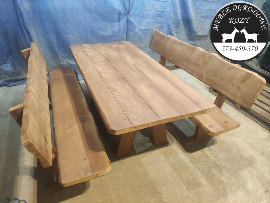 NOWY CENNIK Meble ogrodowe drewniane góralskie. Lite drewno ławka stół