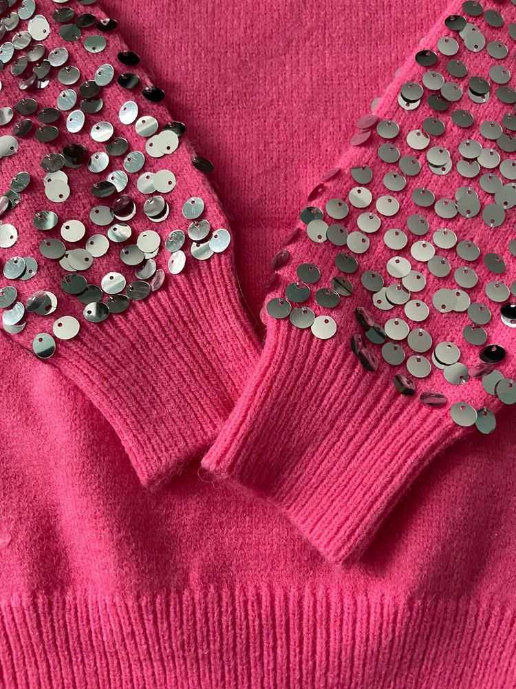 Sweterek dziecięcy różowy akryl 152