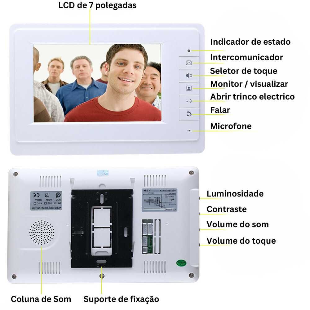 Video Porteiro 7" LCD com Mãos-Livres e Instalação Fácil