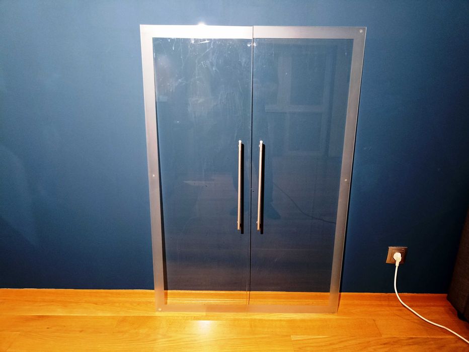 Szklane drzwi do szafy/szafki - z uchwytami i zestawem zawiasów