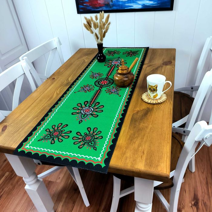 Folkowy Bieżnik na Stół 120x40 cm – Polski Produkt, Laserowy Nadruk