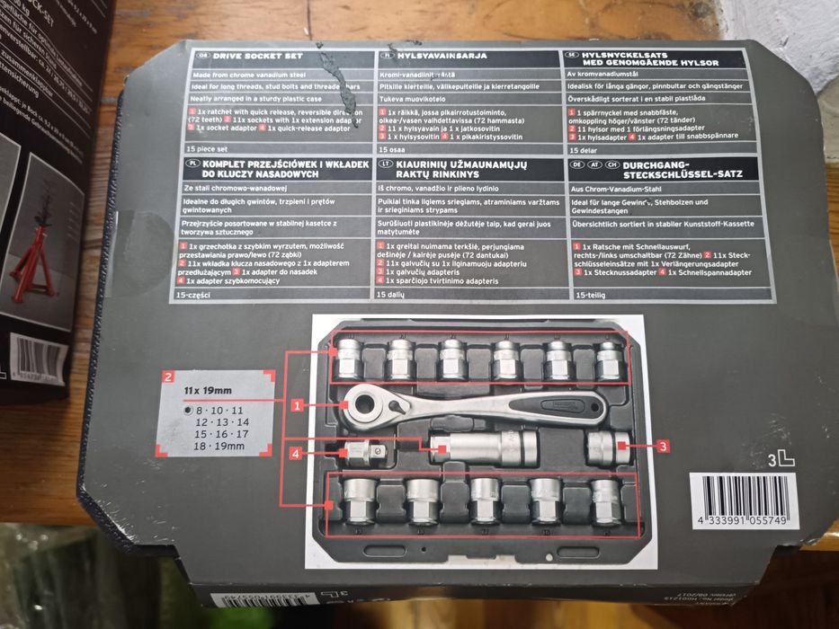 Powerfix zestaw przejściówek do kluczy nasadowych