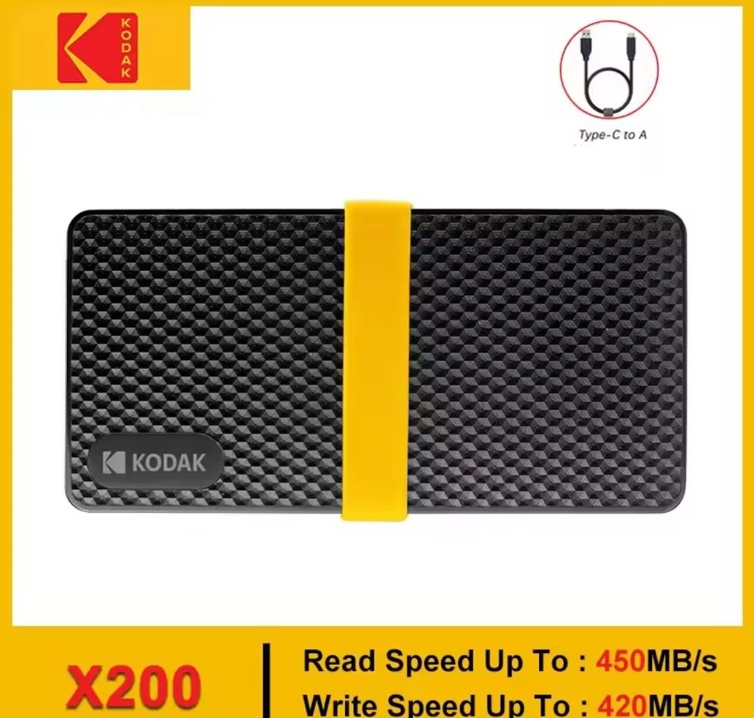 Зовнішній диск SSD 1TB KODAK X200, USB Type-C 3.1 1 Тб Чорний