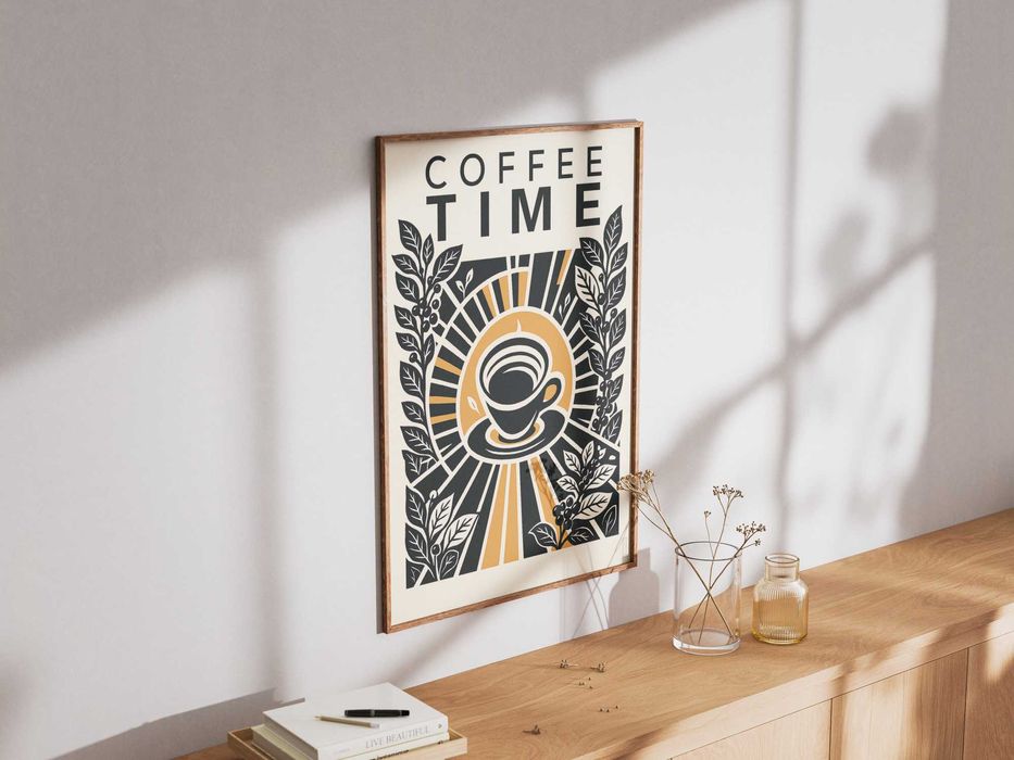 Poster Coffee Time — decoração para cozinha, café ou escritório
