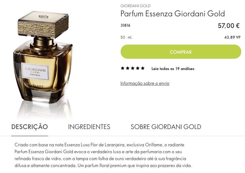 Perfume Giordani Gold Essenza - Super Preço