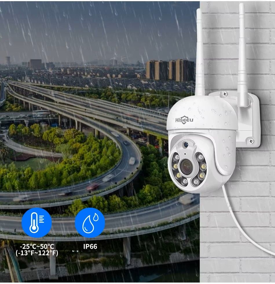 Kamera Zewnętrzna WiFi 5MP Hiseeu - Obrotowa, IP66, 5x Zoom,
