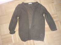 Oliwkowy sweterek niezapinany khaki