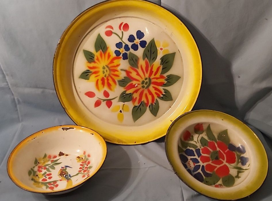 Pratos de esmalte conjunto de 3 peças