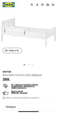 KRITTER Łóżeczko dziecięce 70x160, IKEA, Stan BDB