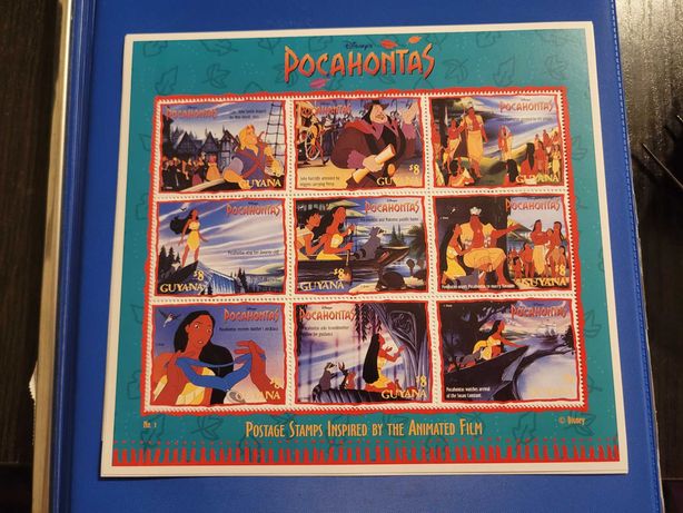Blok znaczków Pocahontas - Guyana