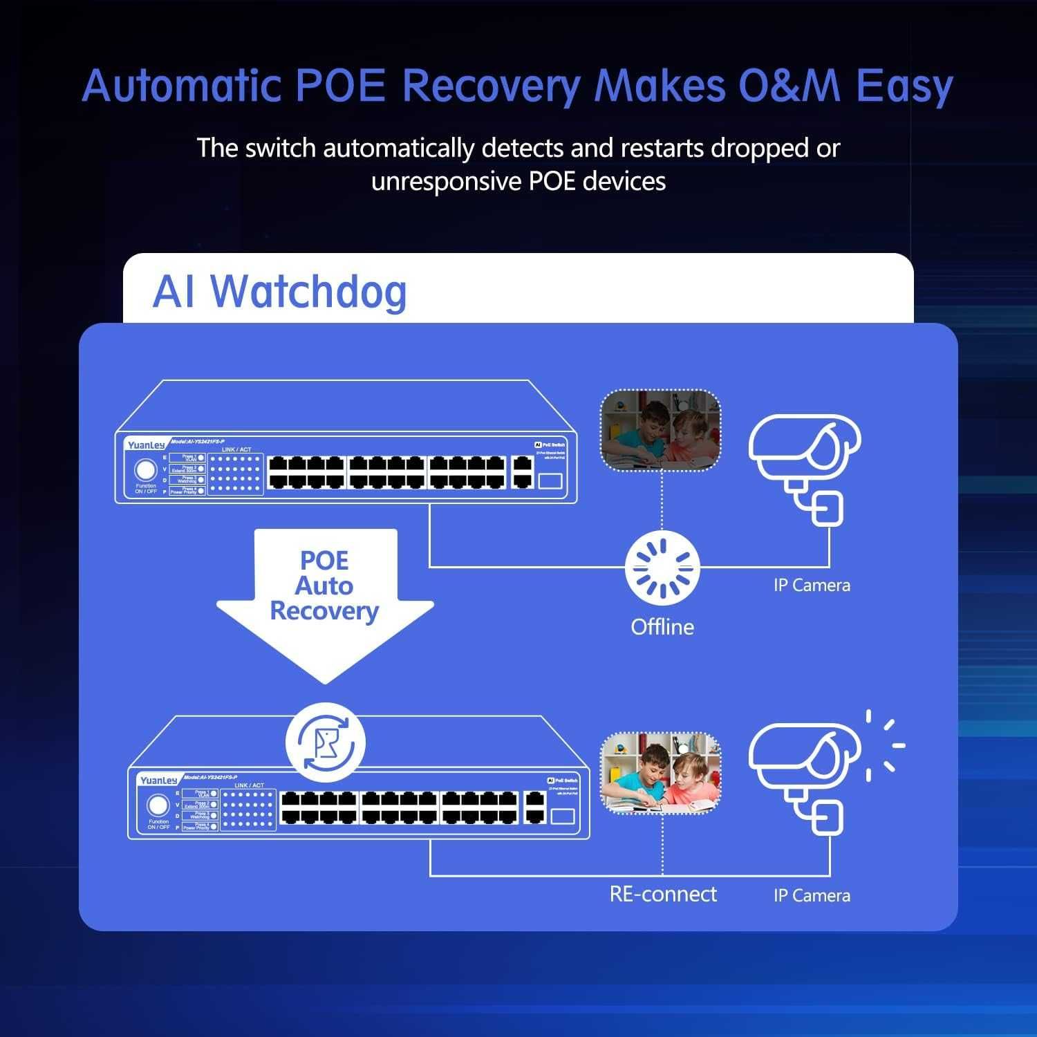 YuanLey 27 Port POE Switch z potężnymi funkcjami sieciowymi