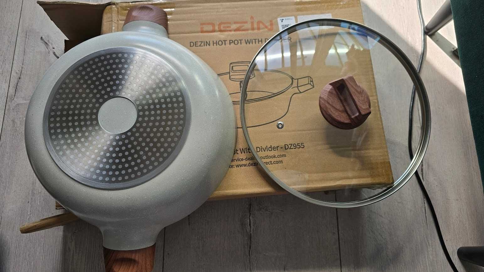 DEZIN Garnek Shabu 5-QT Dwusmakowy Z Przegrodą Do wszystkich kuchenek