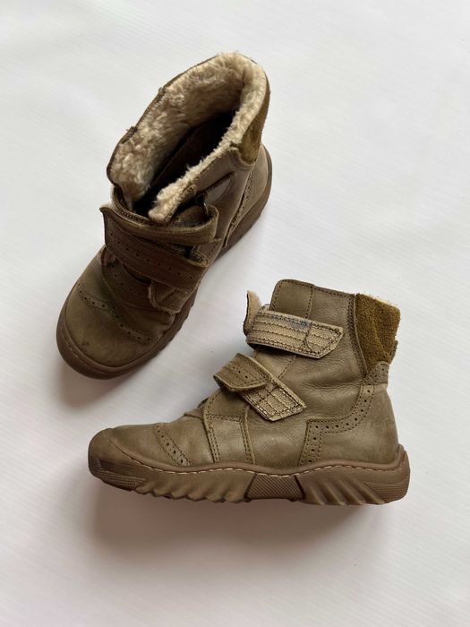 Pom Pom buty botki kozaki trzewiki chłopięce khaki skóra 29