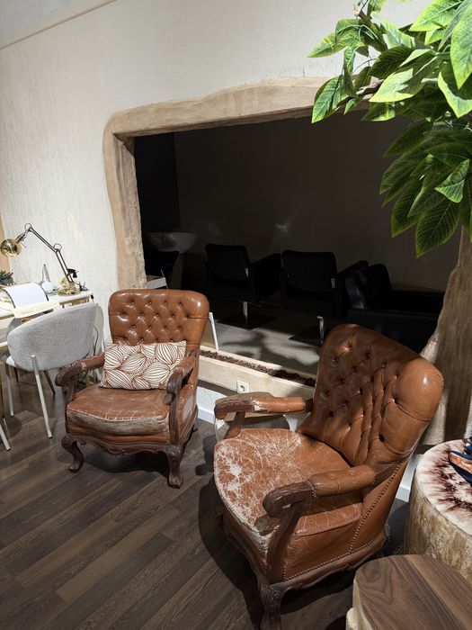 Conjunto de sofa vintage marron em couro