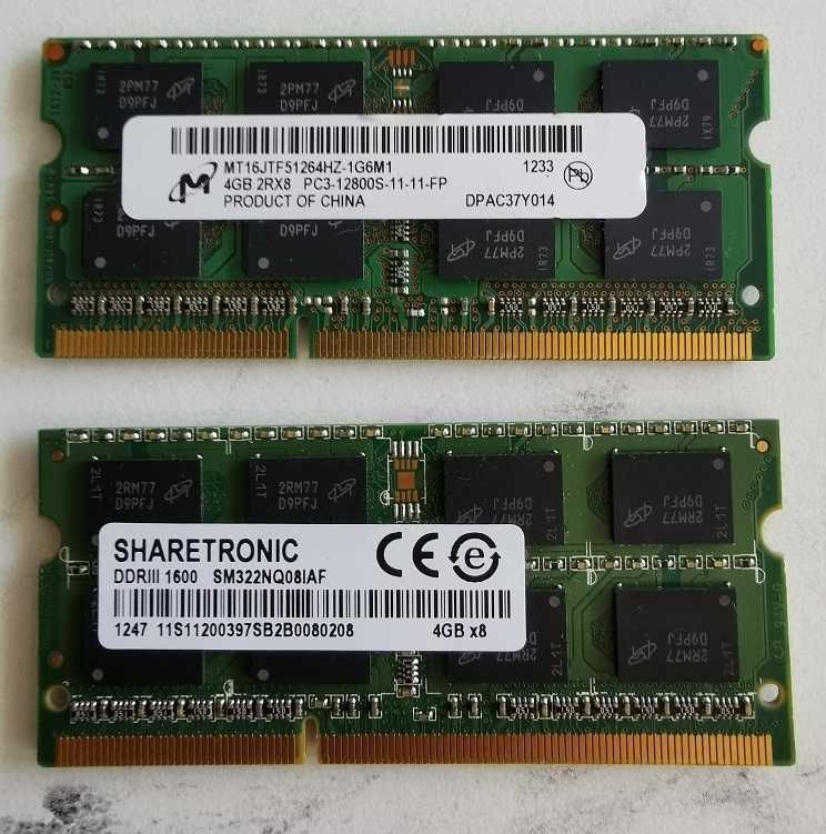 Pamięć RAM do Laptop -a 8GB  DDR3 2x 4GB (Gwarancja Rozruchowa)