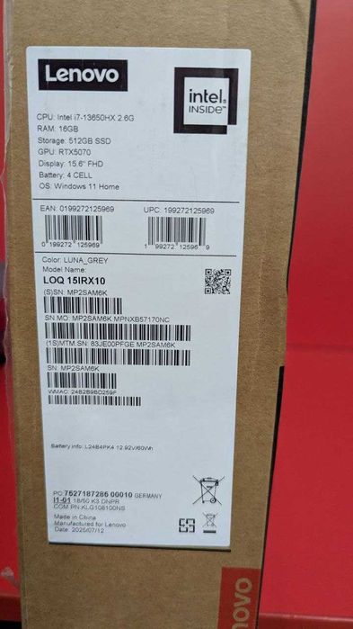 Абсолютно новий Lenovo LOQ 15IRX10 на Nvidia GeForce 5070