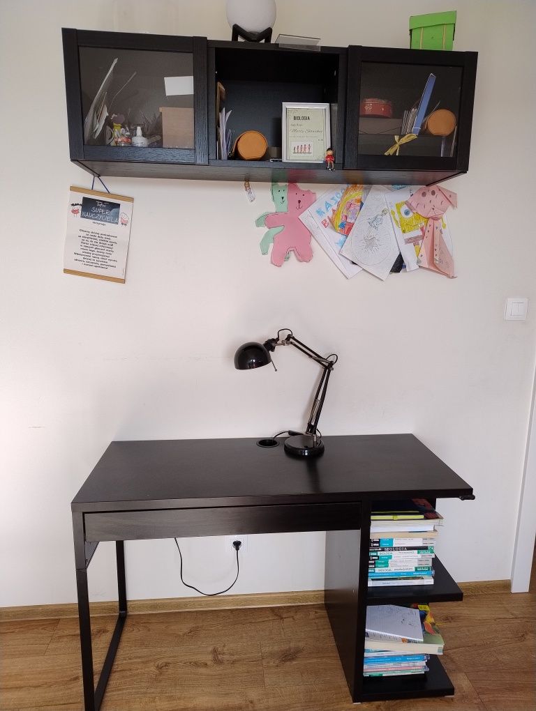 Ikea witryna szafka wisząca 120x30x34 czarna drzwiczki szyba