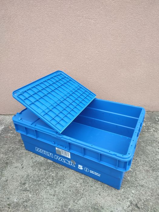 60x40x22 zamykane pojemniki magazynowe skrzynki plastikowe z pokrywą