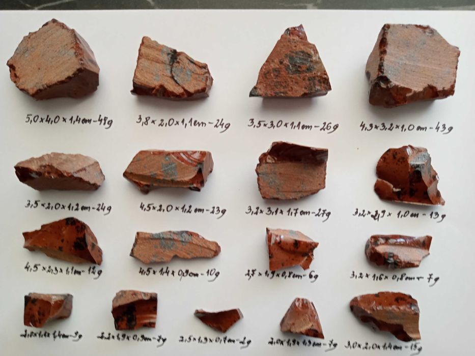 Obsydian mahoniowy Meksyk Sonora zestaw 17 sztuk duże okazy biżuteria