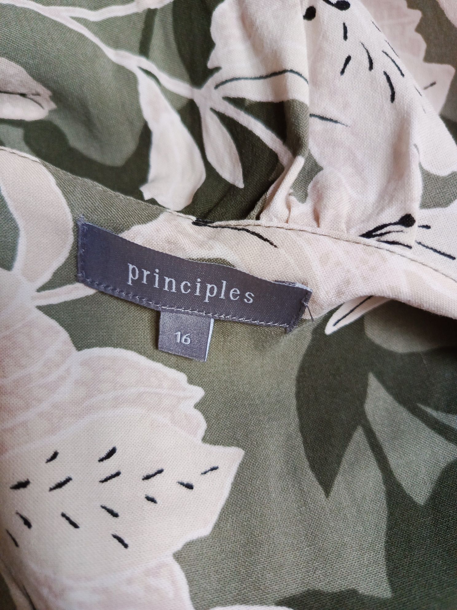 sukienka oliwkowa boho w kwiaty Principles 44 100% wiskoza