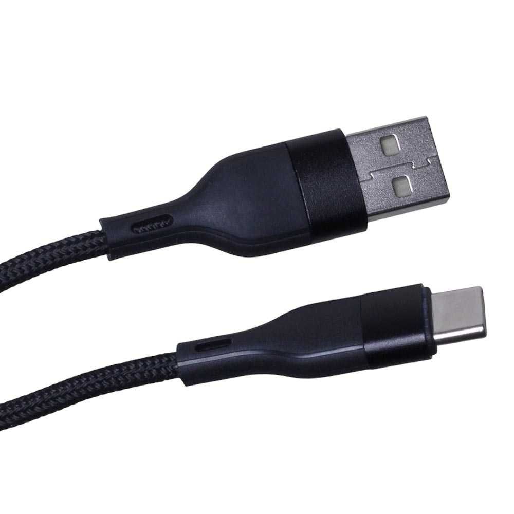 Kabel USB Typ C MaxLife MXUC-07 nylonowy oplot 3A długość: 1m czarny