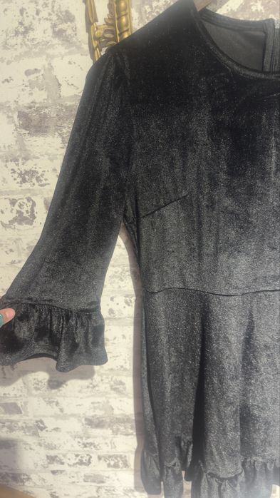 Платье бархат стрейч рюши