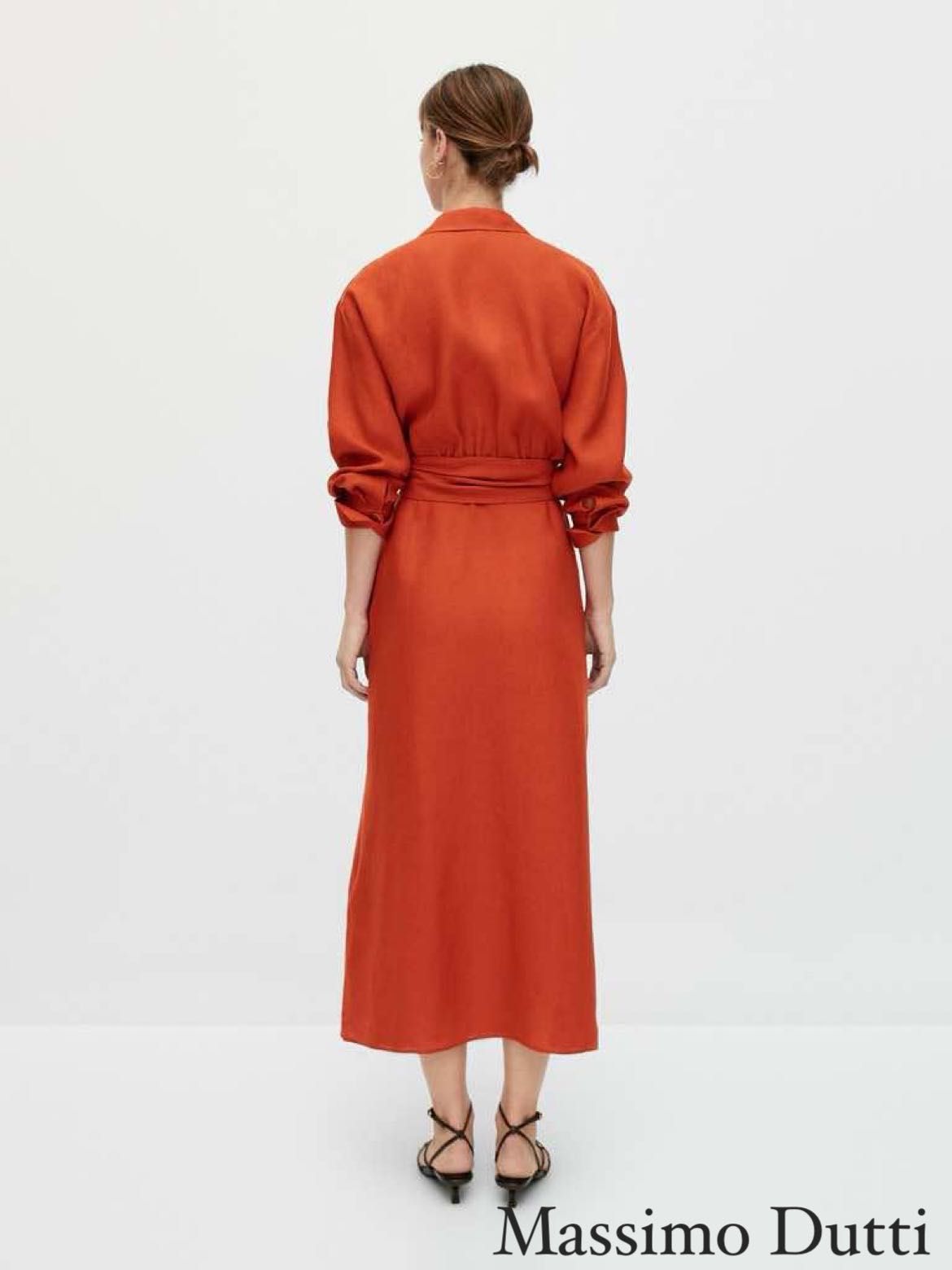 Massimo Dutti - lniana kopertowa sukienka z kieszeniami rozm. XS 34