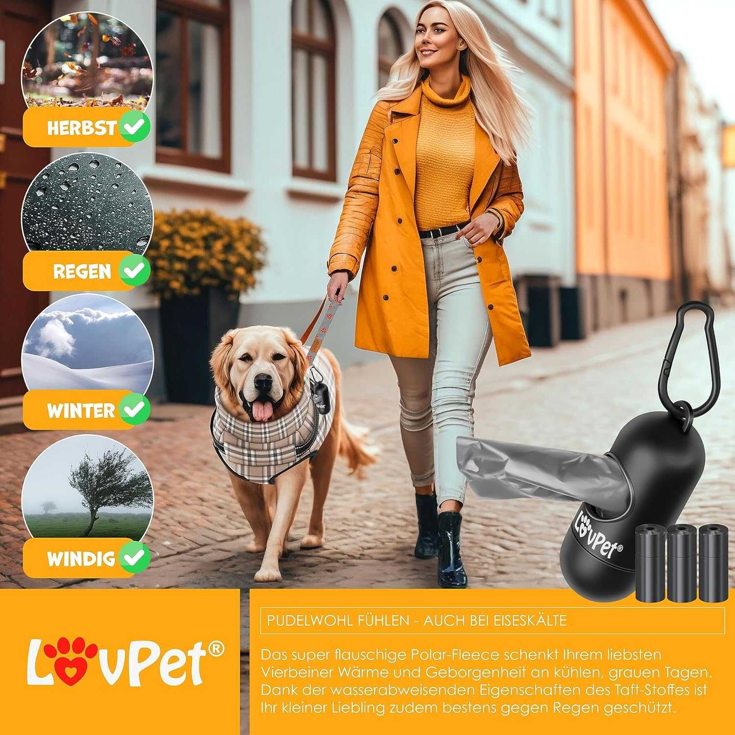 Kurtka dla psa, ,45 worków na odchody + dozownik LovPet roz M