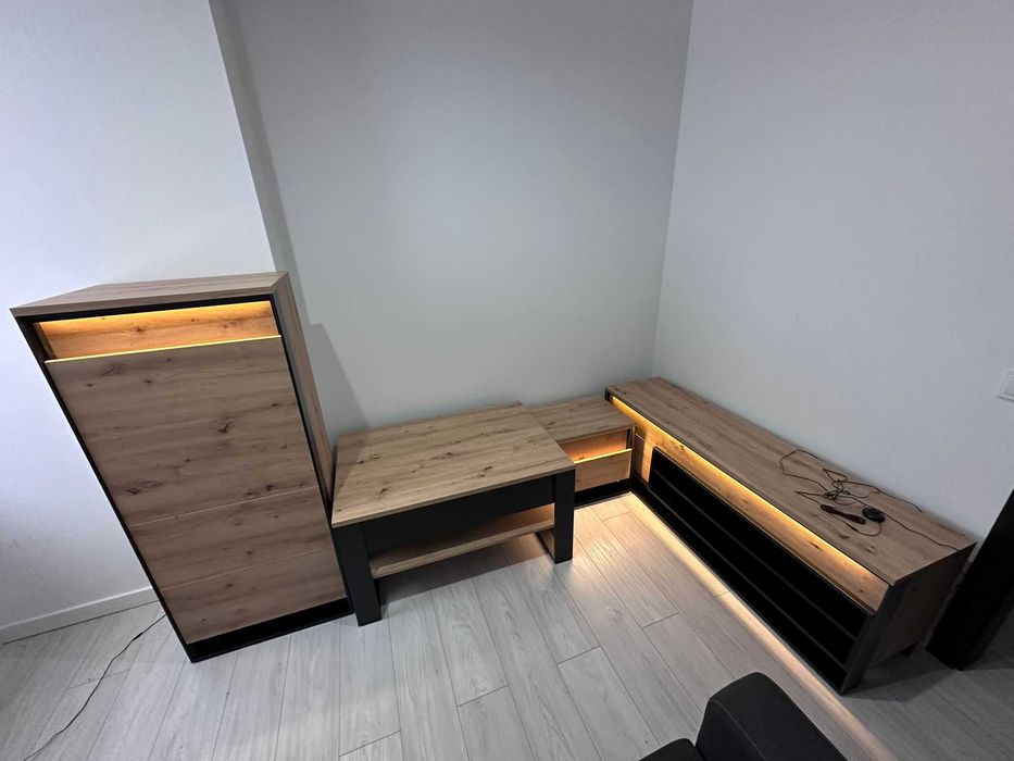 Zestaw mebli System Quant dąb artisan - czarny loft z podświetleniem
