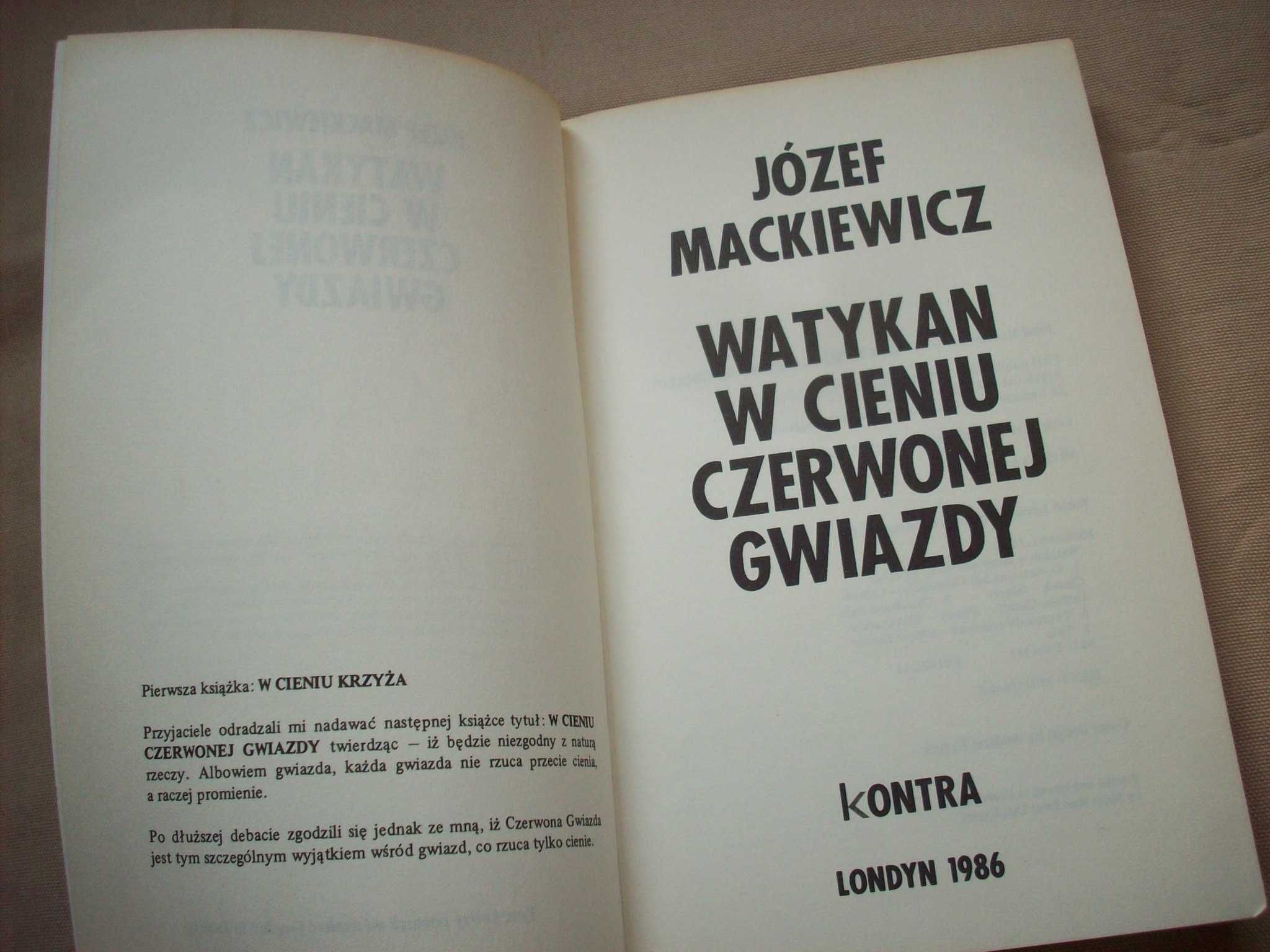 Watykan w cieniu czerwonej gwiazdy, Józef Mackiewicz, 1986.
