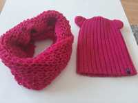 Komplet dla dziewczynki różowy,  czapka + komin