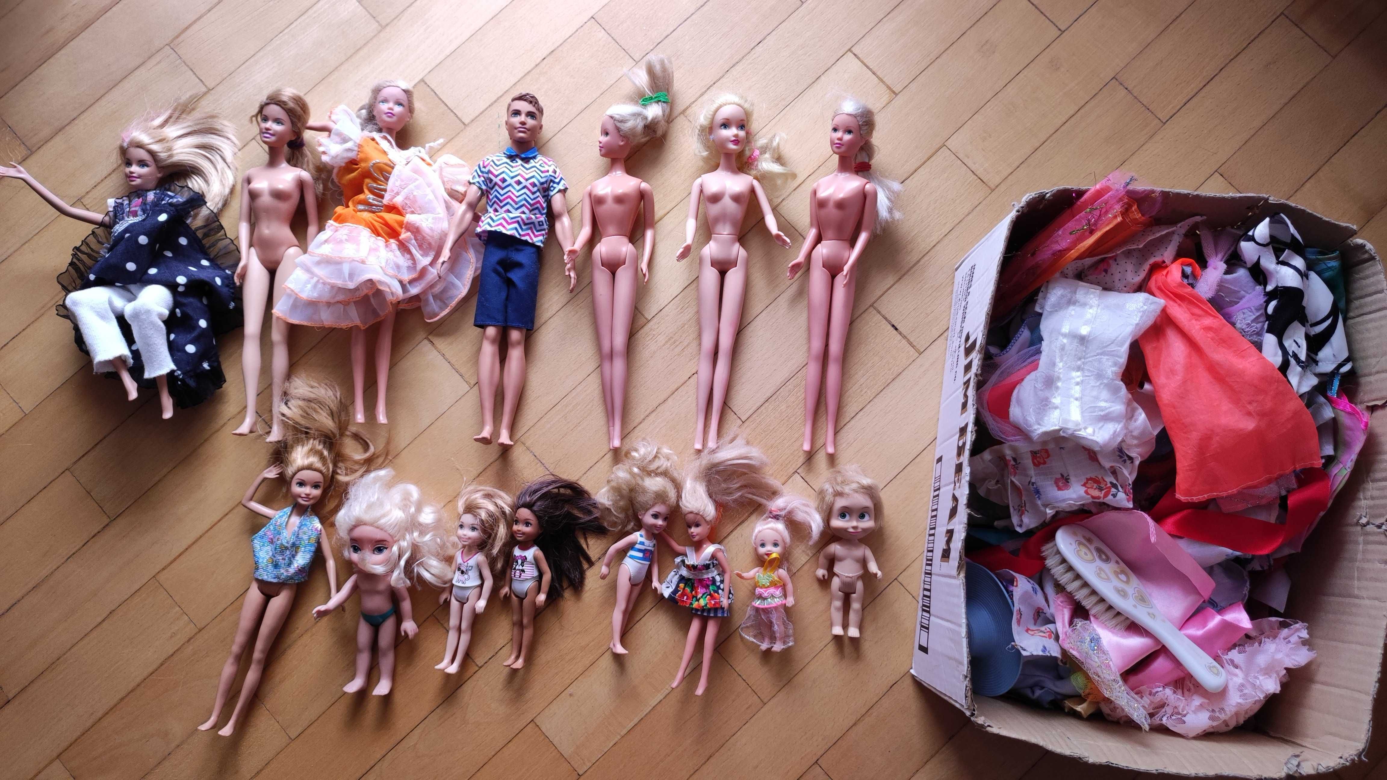 Zestaw lalki Barbie 9 duże +14 małe + dużo ubrań