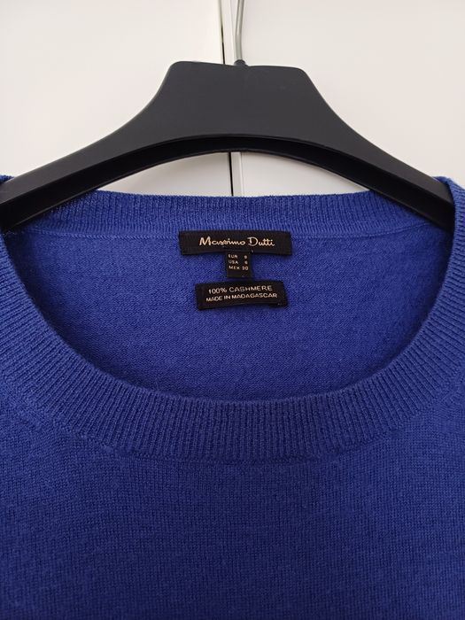 Massimo Dutti kaszmirowy sweter 100% kaszmir niebieski fioletowy