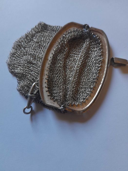 Bolsa prata porta moedas 2 dinheiros