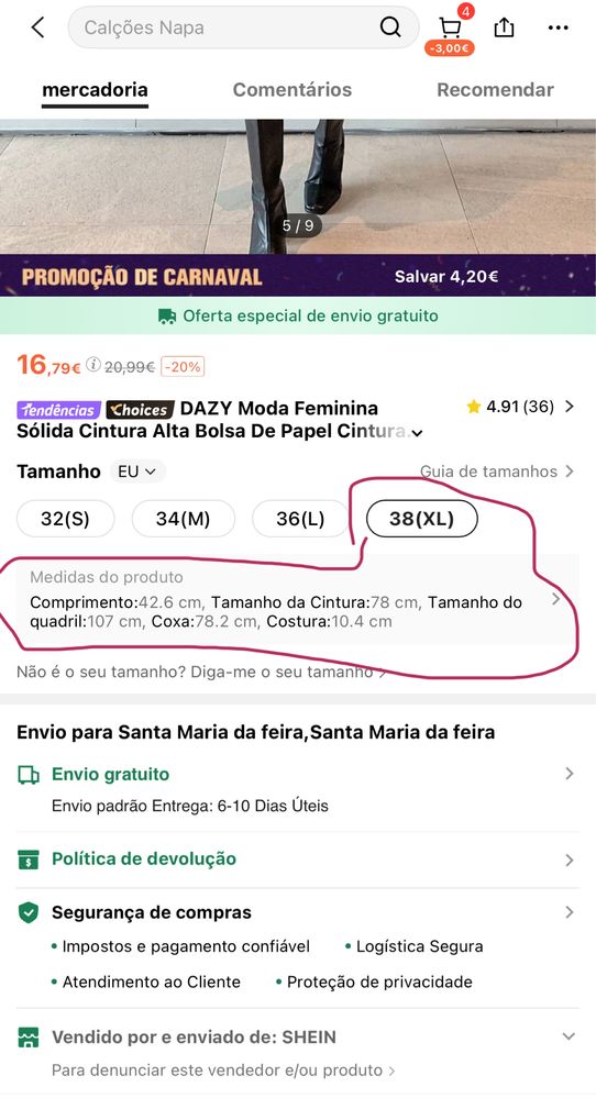 Calções polipele pretos com cinto