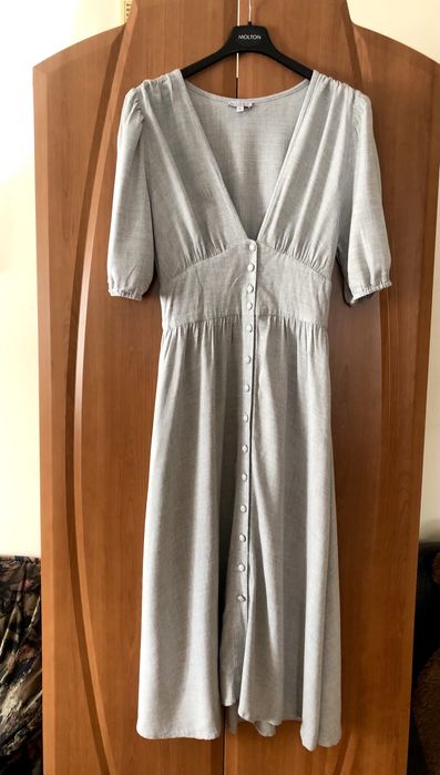 Piękna kobieca sukienka szara midi Grace Gray 100% wiskoza S Naree