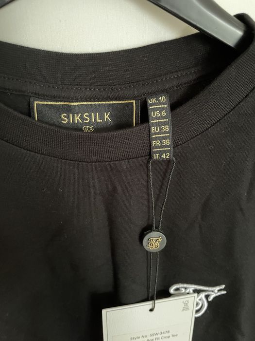 SIKSILK czarna bluzka na krótki rękaw 100% bawełna M