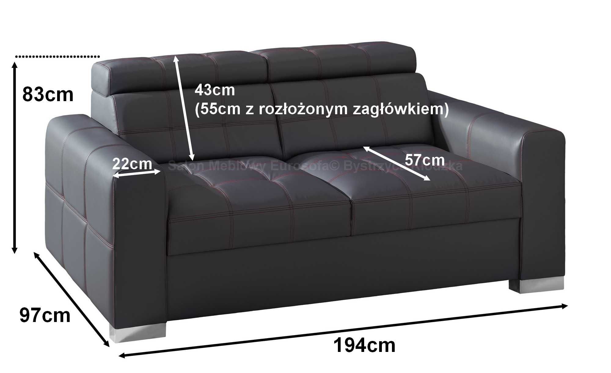 Sofa 194cm SKÓRA NATURALN kanapa skórzana PRODUCENT