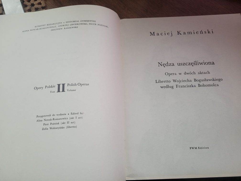 Nuty Maciej Kamieński Nędza uszczęśliwiona /Opera w 2 aktach/ 1978 PWM