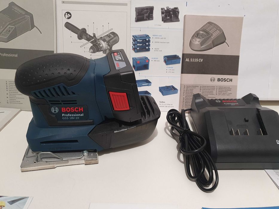 Zestaw BOSCH GSS 18V-10 szlifierka oscylacyjna +18v 3ah aku +ladowarka