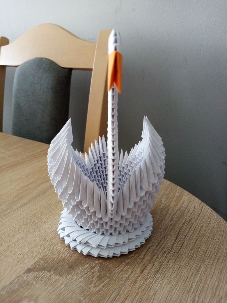 Łabędź Biały Origami Modułowe 3D
