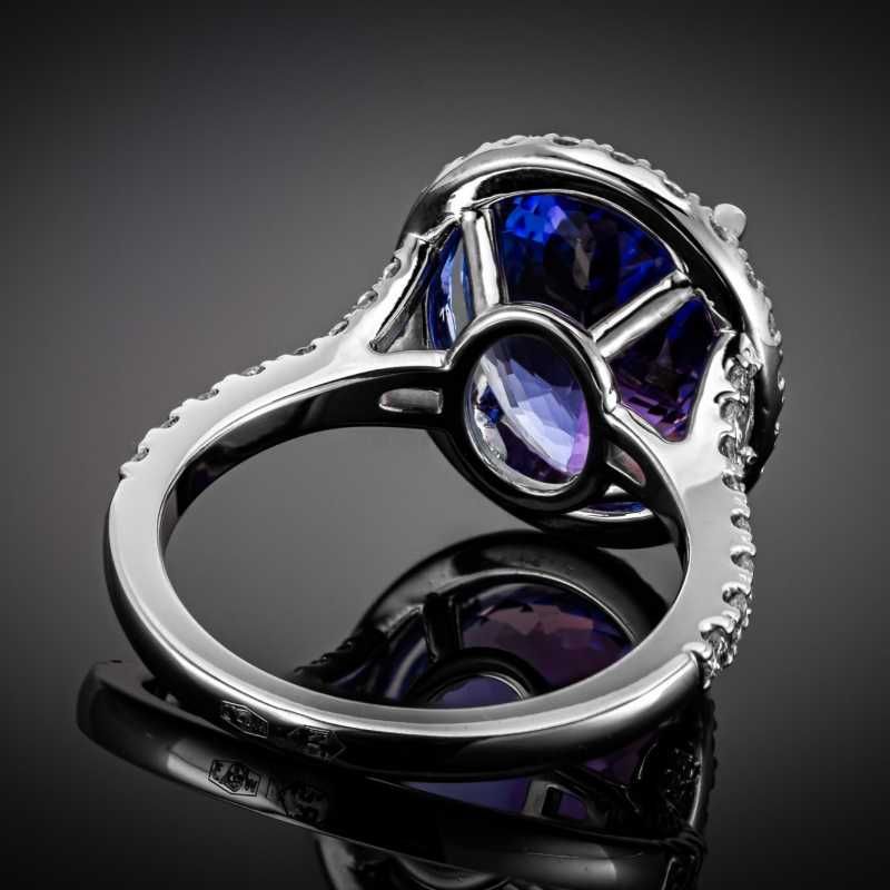 WYJĄTKOWY śliczny pierścionek z TANZANITEM ~6.17ct i  brylantami