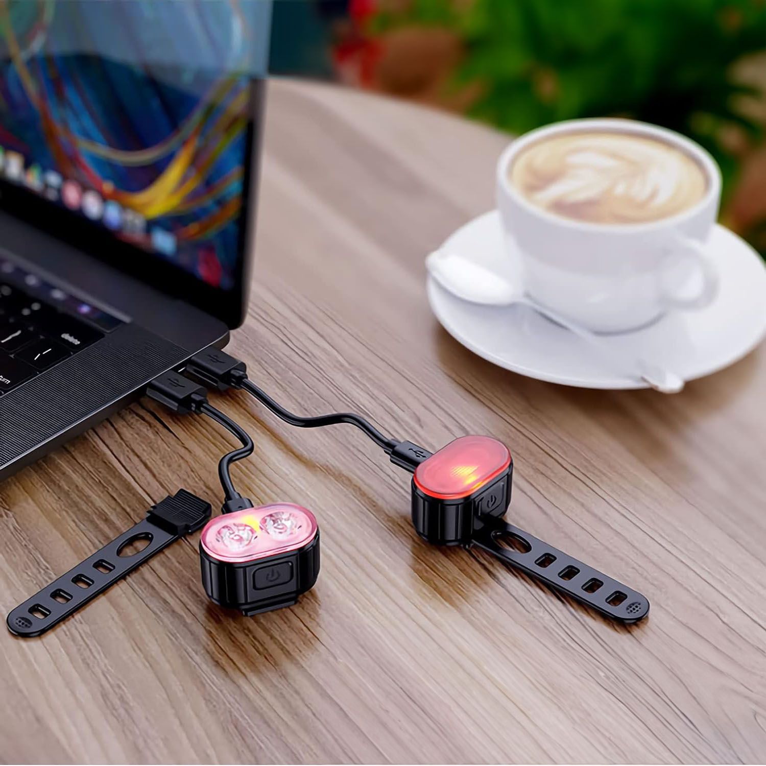 2x Lampka Rowerowa Światło Przód Tył LED Na Rower Kierownicę Mocna USB