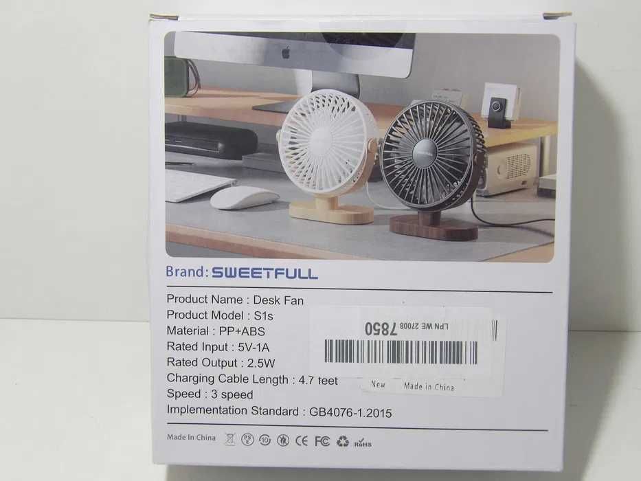 SWEETFULL USB Fan, Mini biurkowy wentylator Fan, 3 prędkości R2