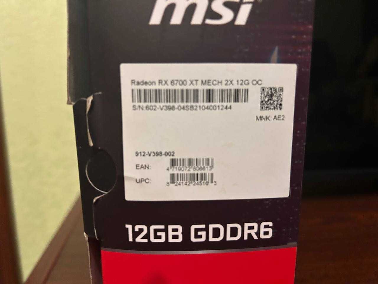 Відеокарта MSI RX 6700 XT 12GB Mech X2