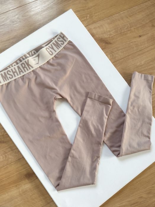 Gymshark Legginsy 36 S długie beżowe nieprześwitujące na siłownię