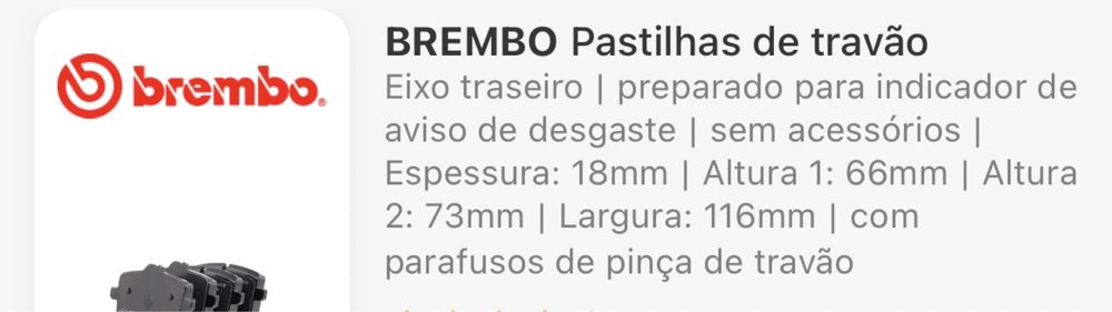 BMW 5/6 - Pastilhas travão (eixo traseiro)