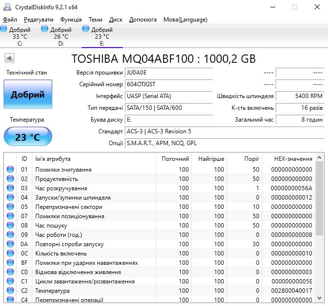 HDD 2.5 Toshiba 1 TB ( MQ01ABF100 )