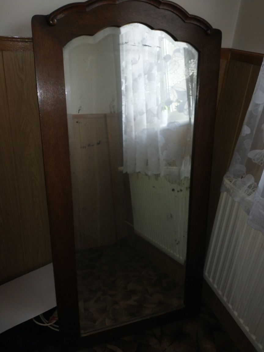 Lustro kryształowe w drewnianej oprawie duże