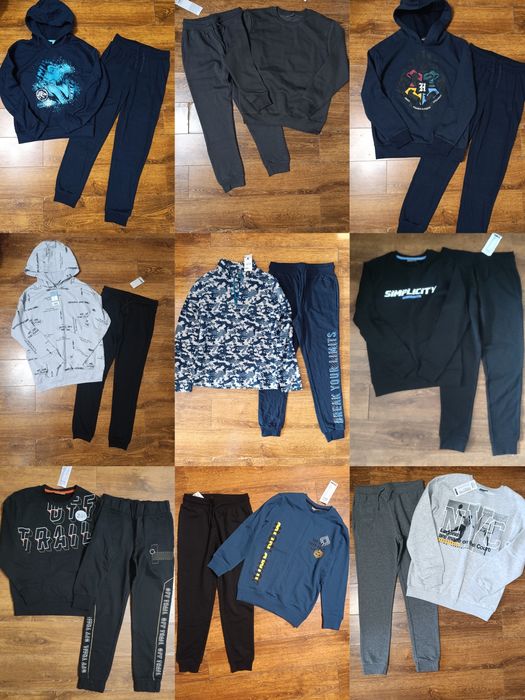 Свитшоты, спортивные штаны, костюмы, пижамы, трусы, куртки, джинсы.